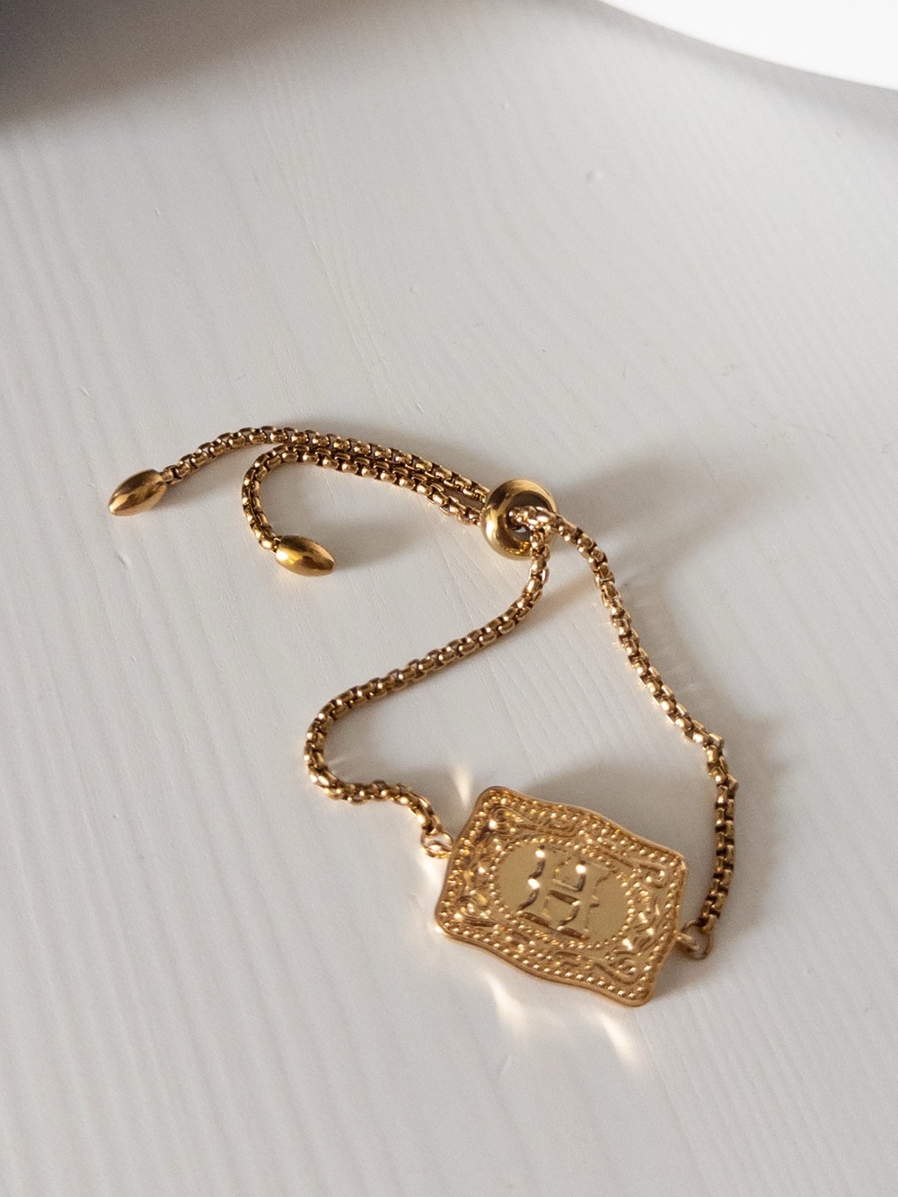 Belt Buckle “H” Initial Bracelet